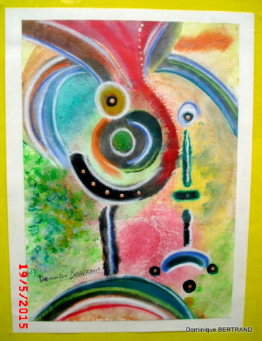 Malerei mit dem Titel "clown heureux" von Dominique Bertrand, Original-Kunstwerk, Acryl Auf Glas montiert