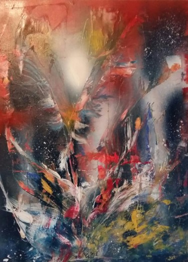 Painting titled "Plumes" by Dominique Matheis, Original Artwork, Acrylic