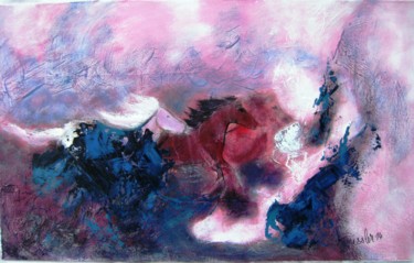 Pittura intitolato "abstrait au galop" da Dominique Missler, Opera d'arte originale, Acrilico Montato su Telaio per barella…