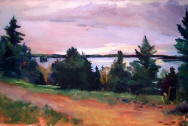 Painting titled "Gardner Lake" by Don Bourret, Original Artwork, Oil