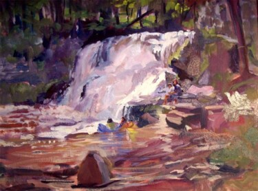 Painting titled "Wadsworth Falls II" by Don Bourret, Original Artwork, Oil