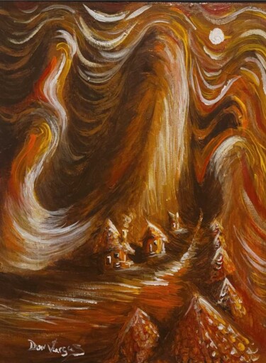 Pintura titulada "O Vilarejo" por Don M. Vargas, Obra de arte original, Acrílico Montado en Bastidor de camilla de madera