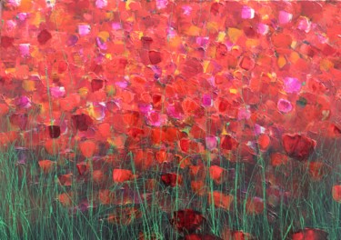 「Flowers in red」というタイトルの絵画 Donatella Marraoniによって, オリジナルのアートワーク, アクリル