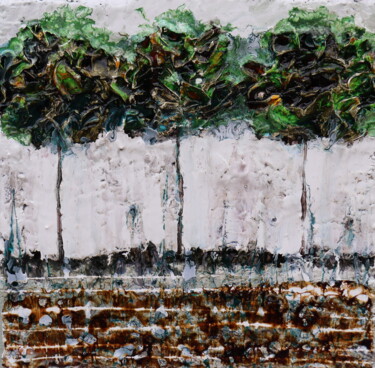 Malerei mit dem Titel "the green garden" von Donatella Marraoni, Original-Kunstwerk, Öl