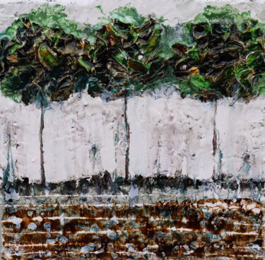 Schilderij getiteld "the green garden" door Donatella Marraoni, Origineel Kunstwerk, Olie