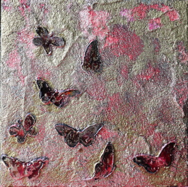 Painting titled "Gold butterfly" by Donatella Marraoni, Original Artwork, Oil