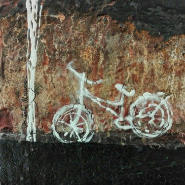 Pintura intitulada "bici nera" por Donatella Marraoni, Obras de arte originais, Óleo