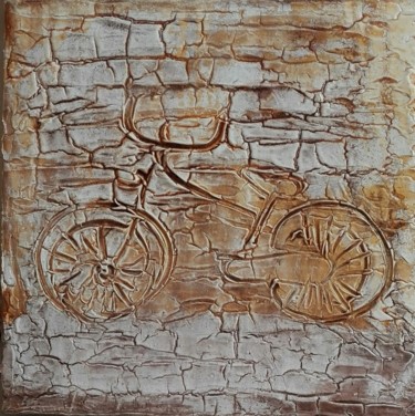 Schilderij getiteld "Bike & Wall" door Donatella Marraoni, Origineel Kunstwerk, Olie