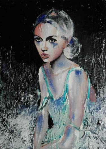 Painting titled "melancholy" by Donatella Marraoni, Original Artwork, Enamel