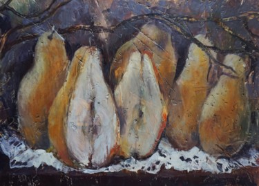 Painting titled "Pears" by Dora Stork, Original Artwork, Encaustic
