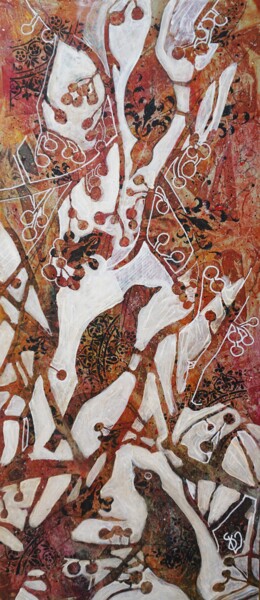 Malarstwo zatytułowany „Autumn in the garden” autorstwa Dora Stork, Oryginalna praca, Akryl