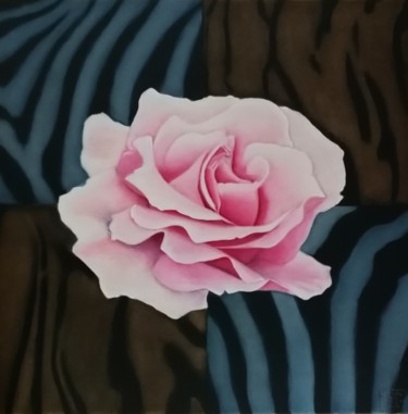 Pittura intitolato "Rose du jardin 2" da Mélanie Cavalec, Opera d'arte originale, Olio Montato su Telaio per barella in legno