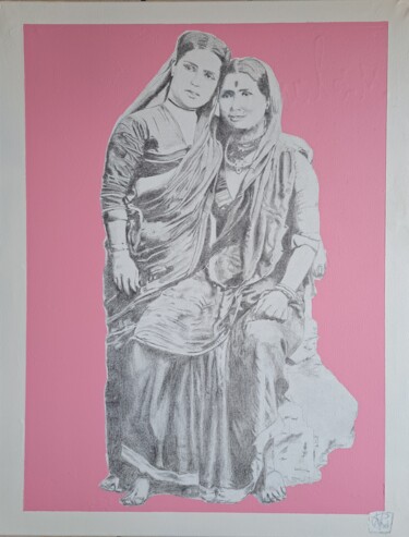 Painting titled "Indians vanilla str…" by Mélanie Cavalec, Original Artwork, Pencil Mounted on Wood Stretcher frame