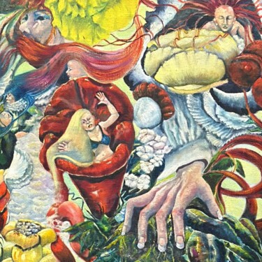 「It's a Manic World」というタイトルの絵画 Dorienne Carmelによって, オリジナルのアートワーク, アクリル ウッドストレッチャーフレームにマウント
