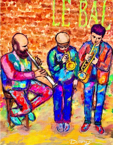 Arts numériques intitulée "Un trio jazz band" par Doron B, Œuvre d'art originale, Travail numérique 2D