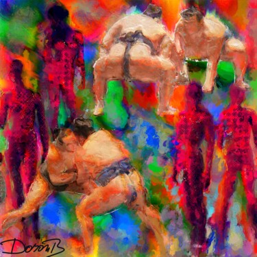 Digital Arts titled "Combat de sumos" by Doron B, Original Artwork, Digital Collage