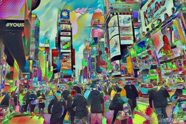 Fotografie getiteld "Time Square à Manha…" door Doron B, Origineel Kunstwerk, Gemanipuleerde fotografie