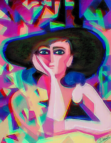 Arts numériques intitulée "Blue eyes girl" par Doron B, Œuvre d'art originale, Peinture numérique