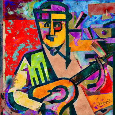 Digitale Kunst mit dem Titel "Colorful guitarist" von Doron B, Original-Kunstwerk, Digitale Malerei