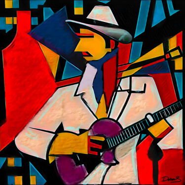 Arts numériques intitulée "The guitar player" par Doron B, Œuvre d'art originale, Peinture numérique