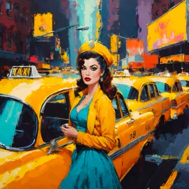 Digitale Kunst mit dem Titel "The taxi driver, be…" von Doron B, Original-Kunstwerk, Digitale Malerei