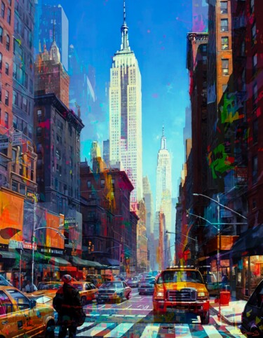 Digital Arts titled "New York and action…" by Doron B, Original Artwork, Digital Painting