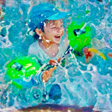 Digital Arts titled "The splash" by Doron B, Original Artwork, Digital Painting Mounted on Aluminium