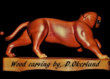 Scultura intitolato "CEDAR PANTHER" da Douglas Okerlund, Opera d'arte originale, Legno