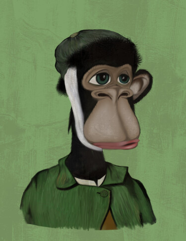 Digital Arts titled "Le singe sui meurt…" by Dounia Jaaboub, Original Artwork, Digital Painting