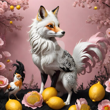 Digital Arts titled "FOX & ROOSTER #4" by Doval, Original Artwork, Photo Montage