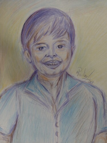 Dibujo titulada "Menino Azul" por Dpaulinos, Obra de arte original, Pastel