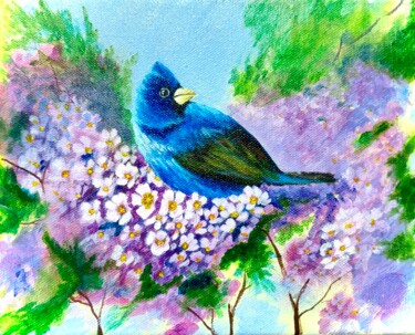 Картина под названием "Blue beauty enjoyin…" - Dr. Priyanjalee Banerjee, Подлинное произведение искусства, Акрил Установлен…
