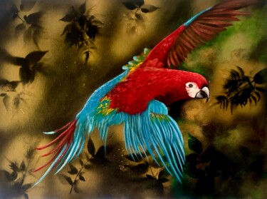 Painting titled "Scarlet Splendour" by Dr. Priyanjalee Banerjee, Original Artwork, Acrylic