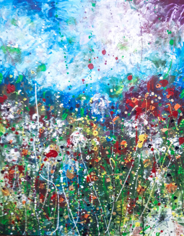 Painting titled "Summer Field" by Dragos Bagia, Original Artwork, Oil