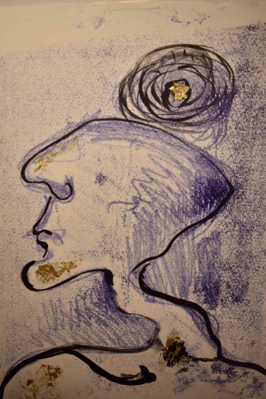 Gravures & estampes intitulée "Face" par Du-Du Shahane Shahbazyna, Œuvre d'art originale, Monotype