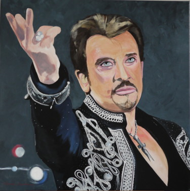 Painting titled "Johnny Halliday" by Gérard Duchêne, Original Artwork, Acrylic