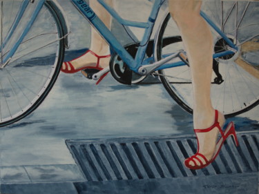 "la-bicyclette-bleue…" başlıklı Tablo Gérard Duchêne tarafından, Orijinal sanat, Akrilik