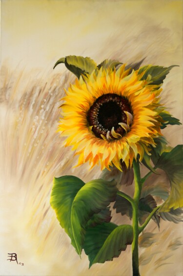 Painting titled "Sonnenblume" by Alois Baumgartner, Original Artwork, Oil