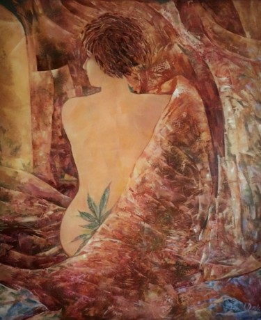 Painting titled "Tattoo" by Irena Dukule, Original Artwork, Oil