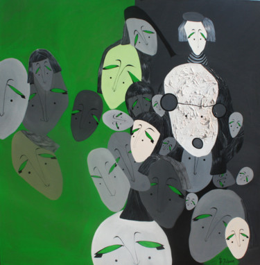 Peinture intitulée "Face" par Dulguun, Œuvre d'art originale, Acrylique