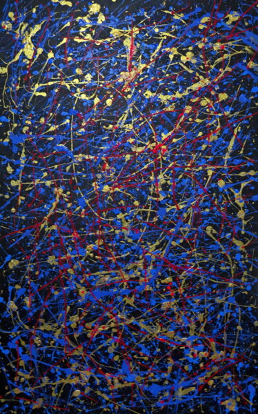 Painting titled "Blue Chaos" by Dunc Ebedes, Original Artwork, Acrylic Mounted on Wood Stretcher frame