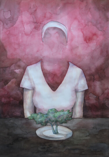 Malerei mit dem Titel "Hunger" von Dunja Jung, Original-Kunstwerk, Aquarell