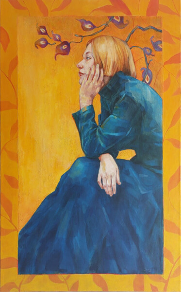 Картина под названием "In Orange garden" - Dunja Jung, Подлинное произведение искусства, Масло