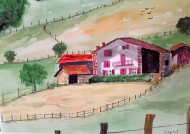 「La ferme de Xabi」というタイトルの絵画 Dupicardによって, オリジナルのアートワーク, 水彩画