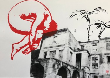 Printmaking titled "L'homme au château" by Catheri Duplaix, Original Artwork, Screenprinting