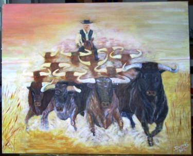 Pintura intitulada "ARMADA DE TOROS" por Gaetan Dupuis, Obras de arte originais, Acrílico