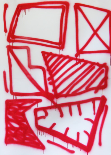 Drawing titled "red game" by Dusan Stosic, Original Artwork, Spray paint