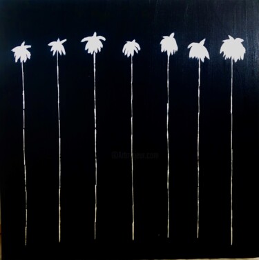 绘画 标题为“Lucky 7 Palms #6” 由Dutch Montana, 原创艺术品, 油 安装在木质担架架上
