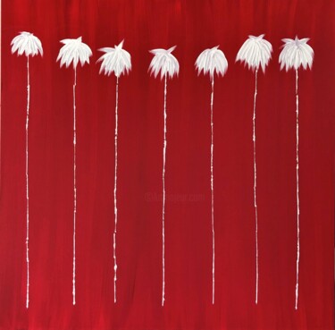 Pittura intitolato "Lucky 7 Palms #12" da Dutch Montana, Opera d'arte originale, Olio Montato su Cartone