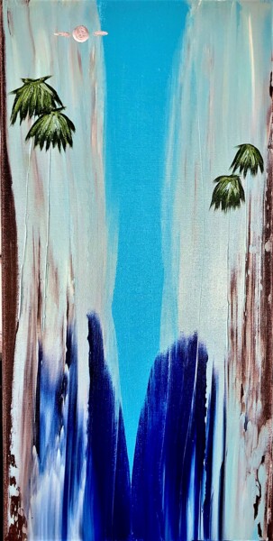 Painting titled "Laguna Beach Canyon…" by Dutch Montana, Original Artwork, Oil Mounted on Wood Stretcher frame